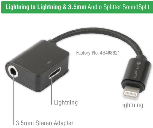 4smarts Soundsplit Adapter Lightning naar Lightning en 3.5mm Audio Aux afbeelding 3
