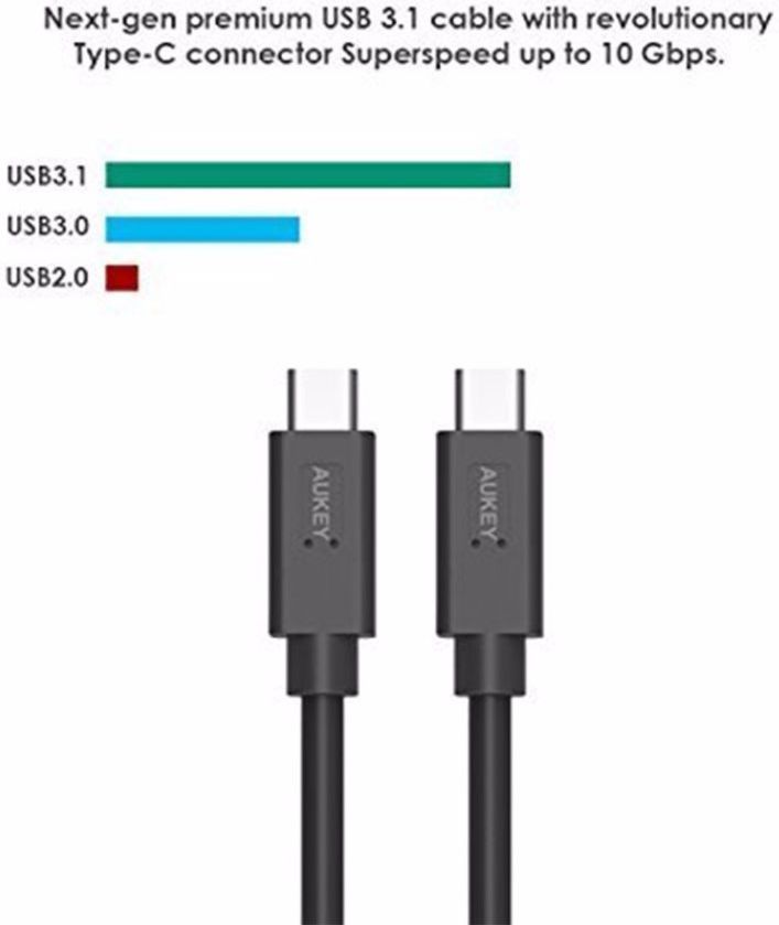 Aukey Premium USB C Kabel 0.9 Meter Zwart afbeelding 6