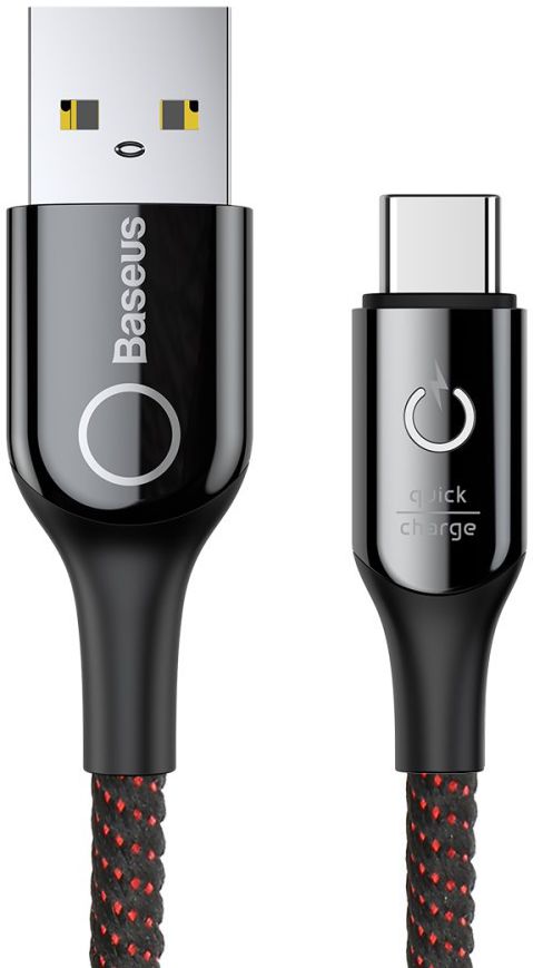 Baseus USB-C Gevlochten Data Kabel 1M Zwart afbeelding 1