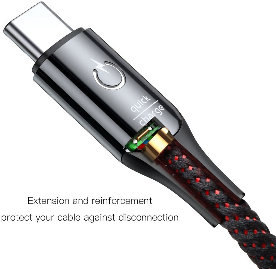 Baseus USB-C Gevlochten Data Kabel 1M Zwart afbeelding 3
