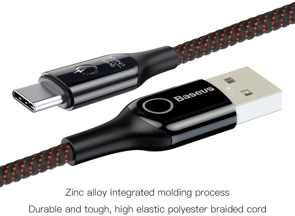 Baseus USB-C Gevlochten Data Kabel 1M Zwart afbeelding 6