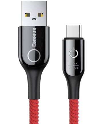 Baseus USB-C Gevlochten Data Kabel 1M Rood Kabels