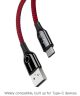 Baseus USB-C Gevlochten Data Kabel 1M Rood
