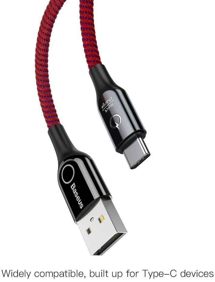 Baseus USB-C Gevlochten Data Kabel 1M Rood afbeelding 2