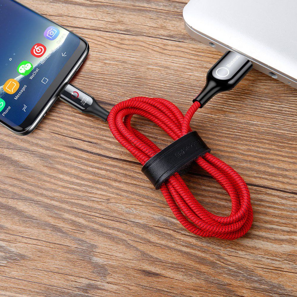 Baseus USB-C Gevlochten Data Kabel 1M Rood afbeelding 7