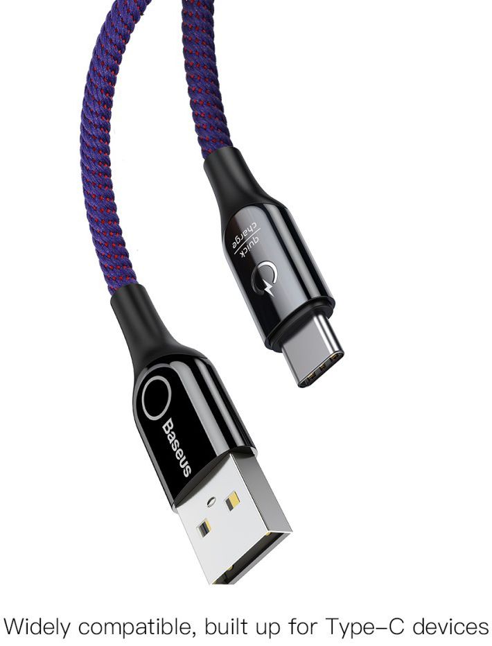 Baseus USB-C Gevlochten Data Kabel 1M Paars afbeelding 2