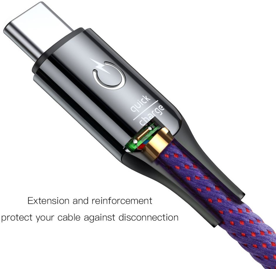 Baseus USB-C Gevlochten Data Kabel 1M Paars afbeelding 3