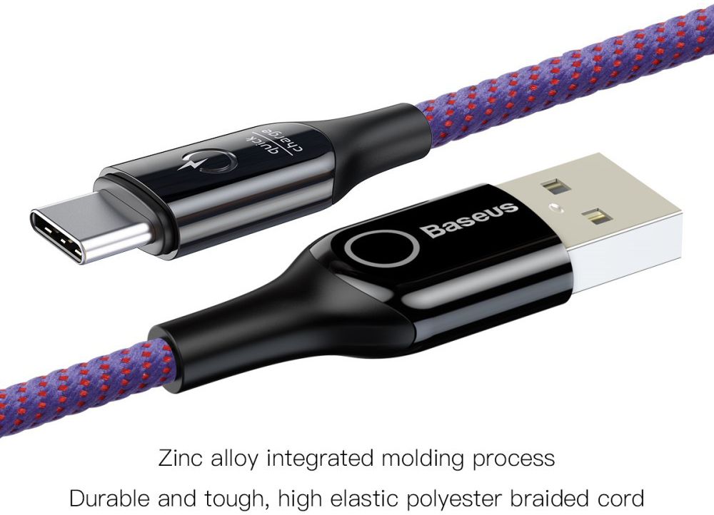 Baseus USB-C Gevlochten Data Kabel 1M Paars afbeelding 6