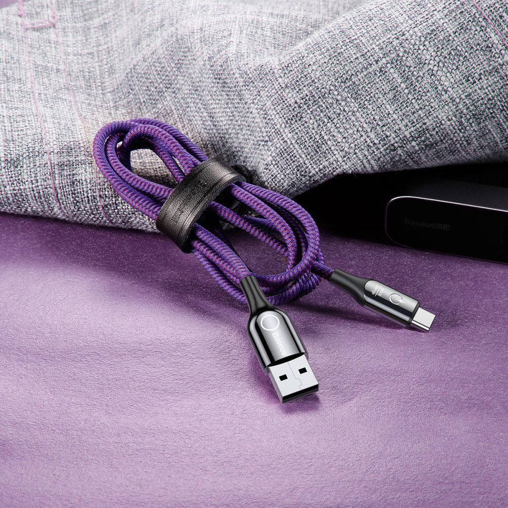 Baseus USB-C Gevlochten Data Kabel 1M Paars afbeelding 7
