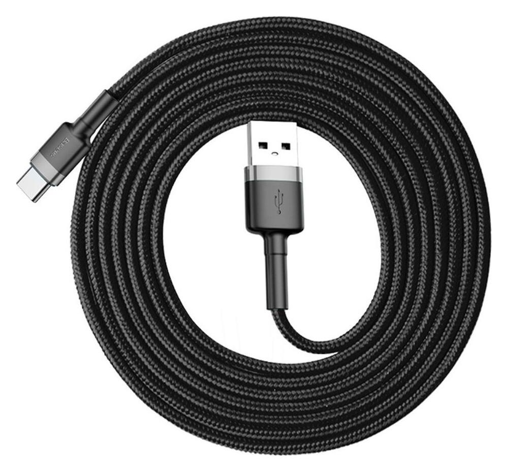 Baseus Gevlochten USB Type C Kabel 2 Meter 2A Zwart Grijs afbeelding 2