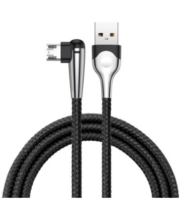 Baseus Micro-USB Gevlochten Nylon Haakse Kabel 2 Meter Zwart Kabels