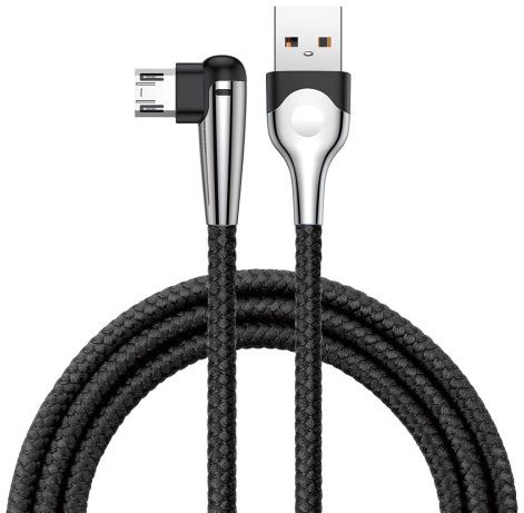 Baseus Micro-USB Gevlochten Nylon Haakse Kabel 2 Meter Zwart afbeelding 1