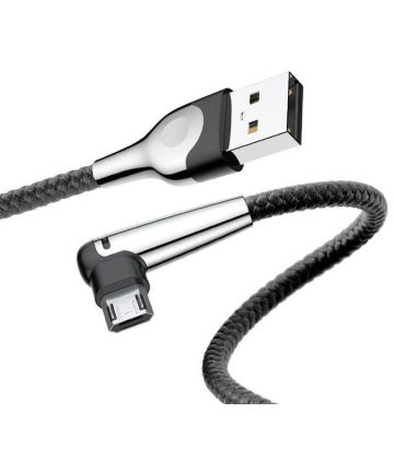Baseus Micro-USB Gevlochten Nylon Haakse Kabel 1 Meter Zwart Kabels