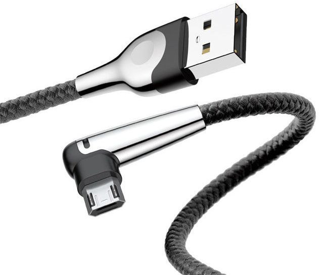 Baseus Micro-USB Gevlochten Nylon Haakse Kabel 1 Meter Zwart afbeelding 1