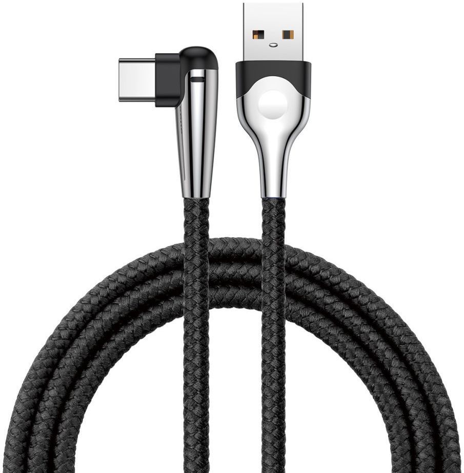 Baseus Fast Charge Haakse Hoek USB-C Kabel 1 Meter Zwart afbeelding 1