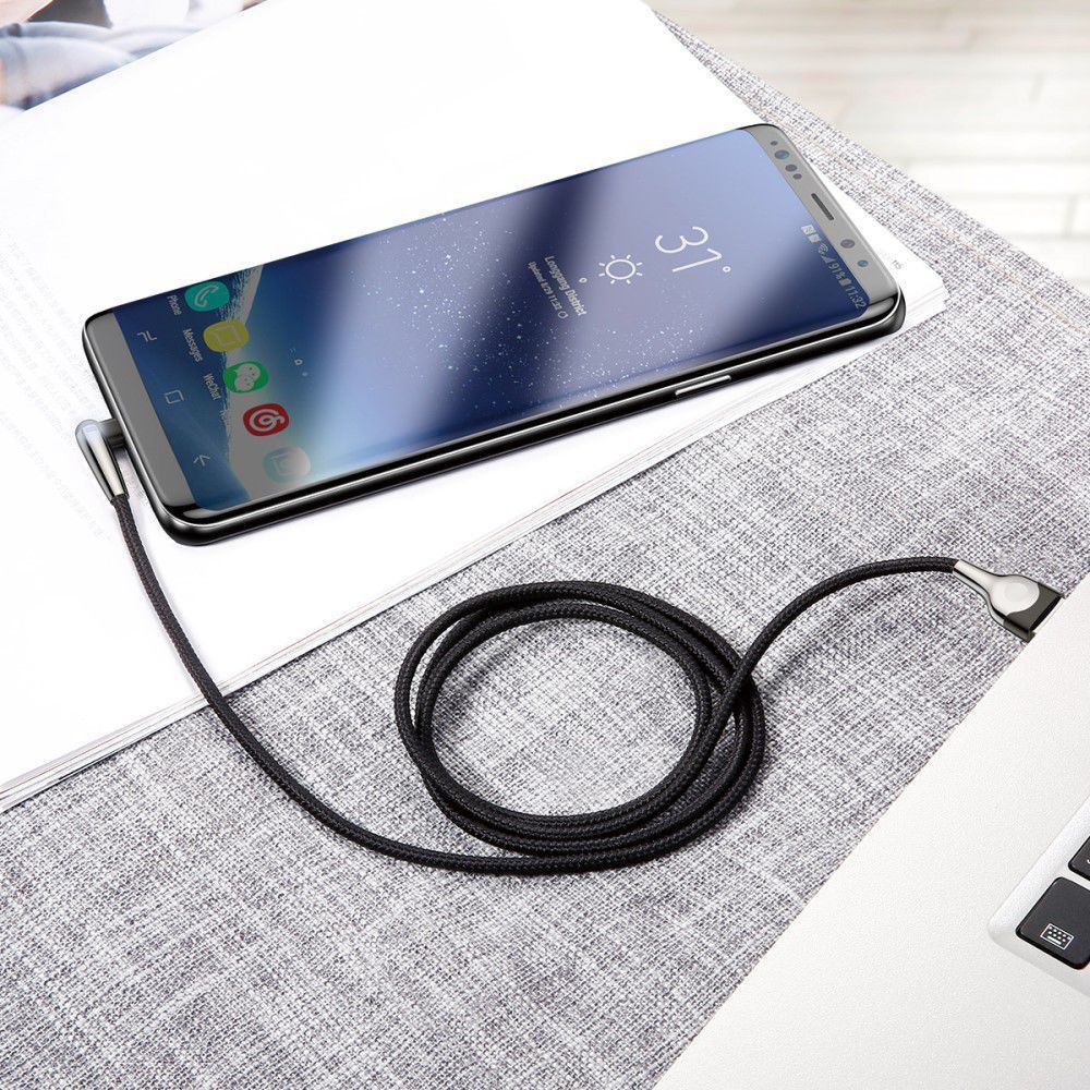 Baseus Fast Charge Haakse Hoek USB-C Kabel 1 Meter Zwart afbeelding 2