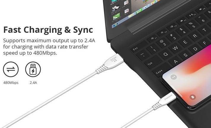 Tronsmart 2.4A Lightning iPhone Kabel 3 Meter afbeelding 2