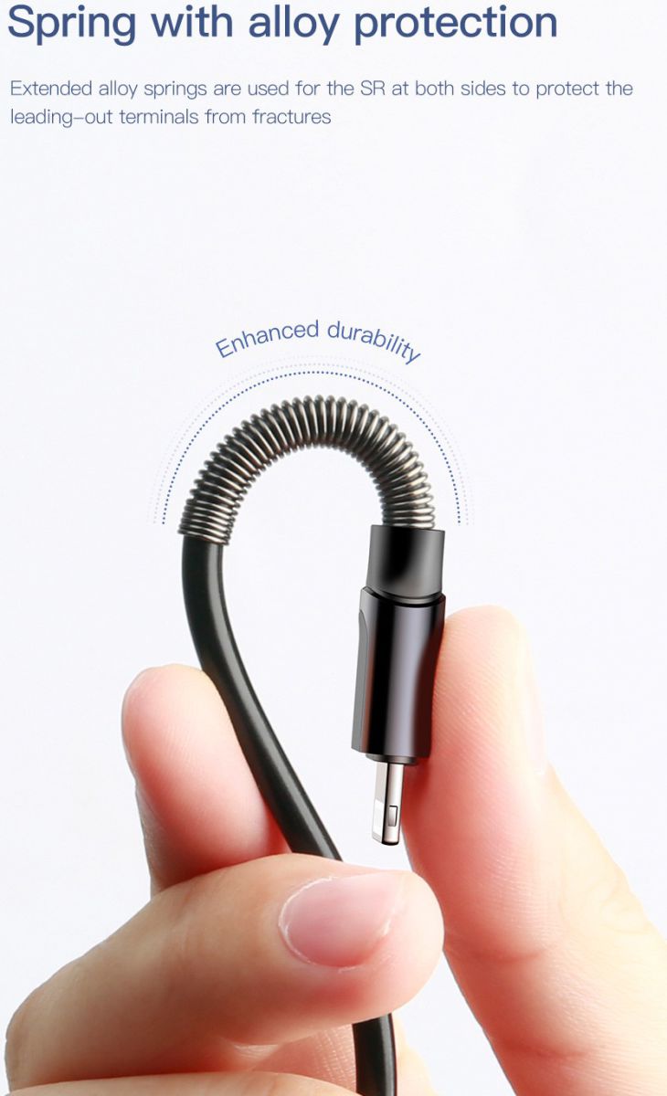 Baseus Double Spring 1.2 Meter USB Datakabel Grijs afbeelding 5