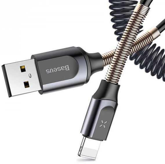 Baseus Double Spring 1.2 Meter USB Datakabel Grijs afbeelding 1