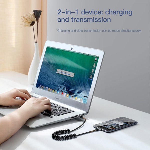 Baseus Double Spring 1.2 Meter USB Datakabel Grijs afbeelding 7