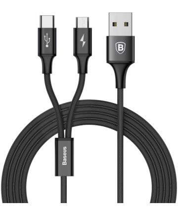 Baseus 2 in 1 Kabel Type C + Micro USB 3A (1.2M) Kabels