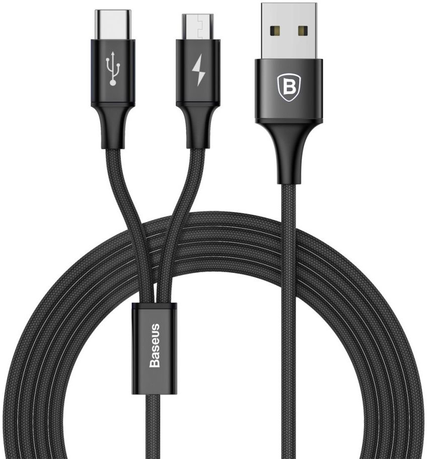 Baseus 2 in 1 Kabel Type C + Micro USB 3A (1.2M) afbeelding 1