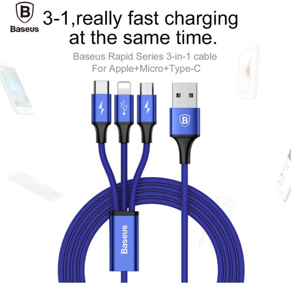Baseus 2 in 1 Kabel Type C + Micro USB 3A (1.2M) afbeelding 11