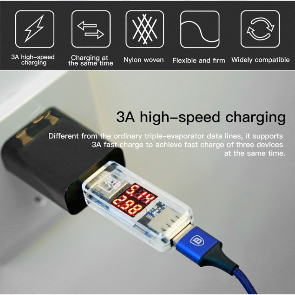Baseus 2 in 1 Kabel Type C + Micro USB 3A (1.2M) afbeelding 12