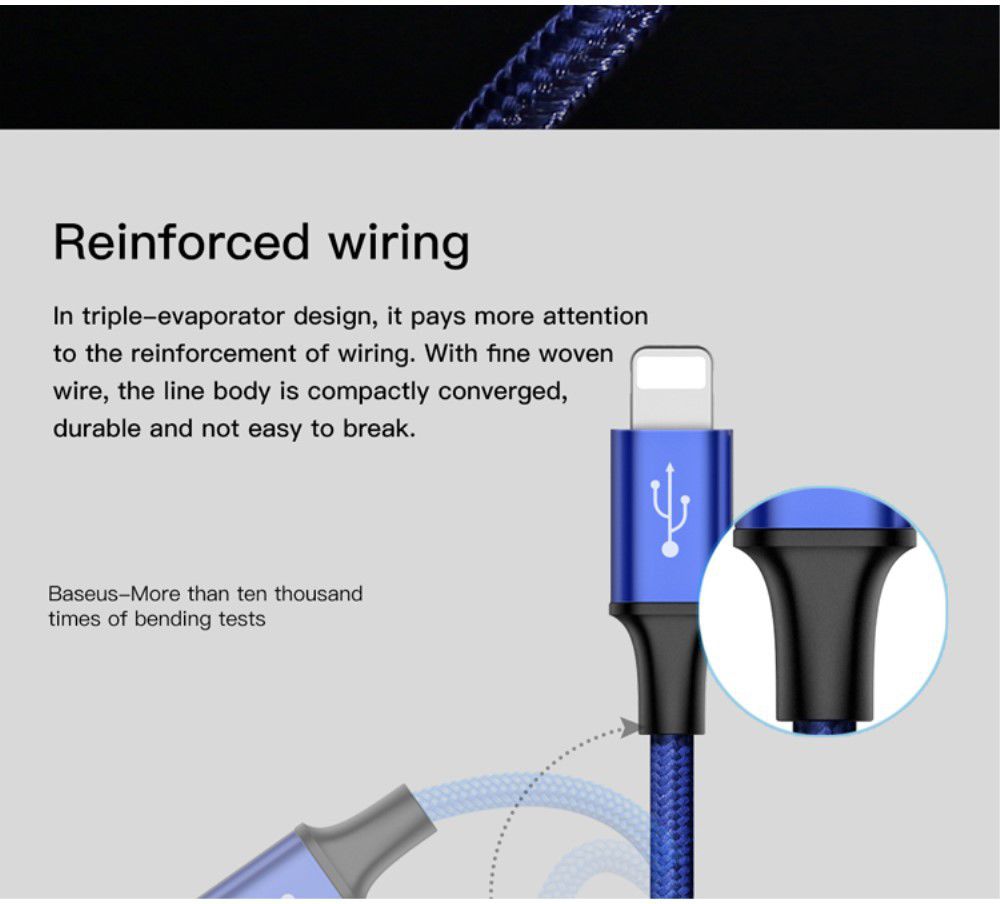 Baseus 2 in 1 Kabel Type C + Micro USB 3A (1.2M) afbeelding 16