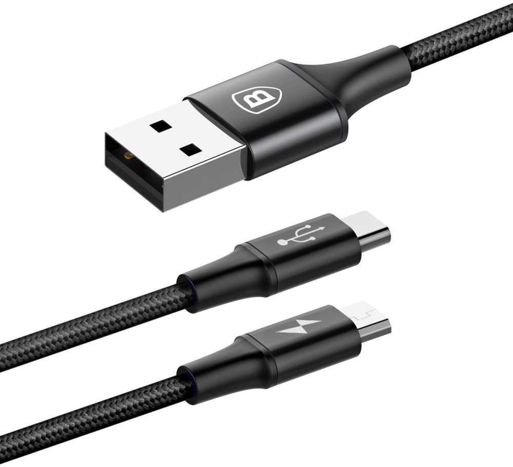 Baseus 2 in 1 Kabel Type C + Micro USB 3A (1.2M) afbeelding 2