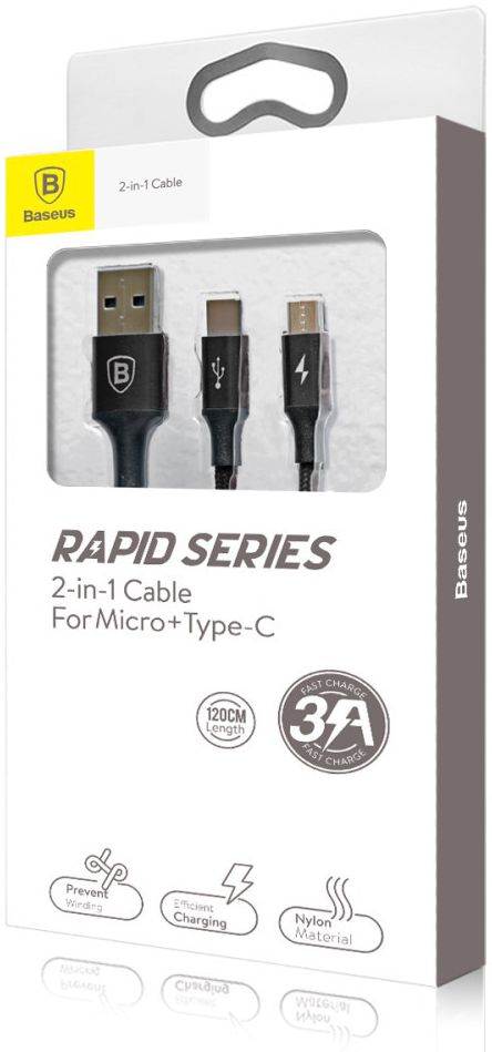 Baseus 2 in 1 Kabel Type C + Micro USB 3A (1.2M) afbeelding 9