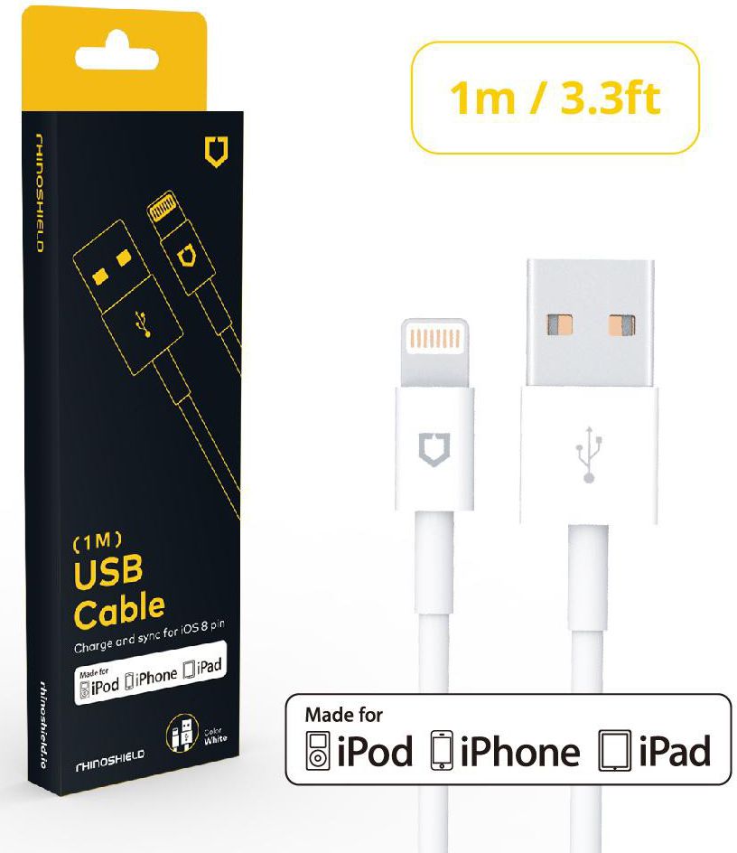 RhinoShield MFI iPhone Kabel 1 Meter Wit afbeelding 1