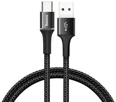 Baseus Gevlochten USB-C Kabel 2 meter LED Indicator Lampje 2A Zwart afbeelding 1