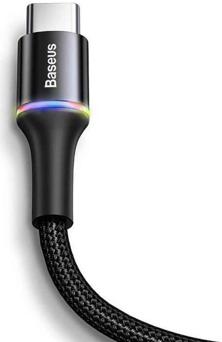 Baseus Gevlochten USB-C Kabel 2 meter LED Indicator Lampje 2A Zwart afbeelding 4