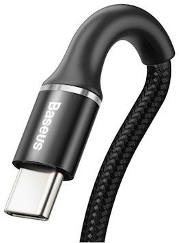Baseus Gevlochten USB-C Kabel 2 meter LED Indicator Lampje 2A Zwart afbeelding 2