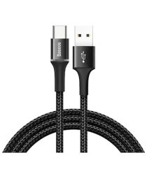 Baseus Gevlochten USB-C Kabel 1 Meter met LED Indicator Lampje Zwart
