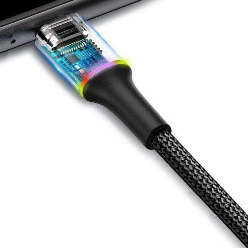 Baseus Gevlochten USB-C Kabel 1 Meter met LED Indicator Lampje Zwart afbeelding 3
