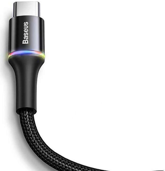 Baseus Gevlochten USB-C Kabel 1 Meter met LED Indicator Lampje Zwart afbeelding 11