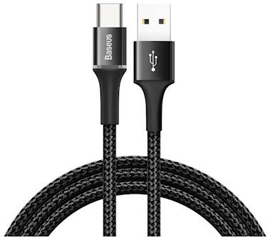 Baseus Gevlochten USB-C Kabel 1 Meter met LED Indicator Lampje Zwart afbeelding 1
