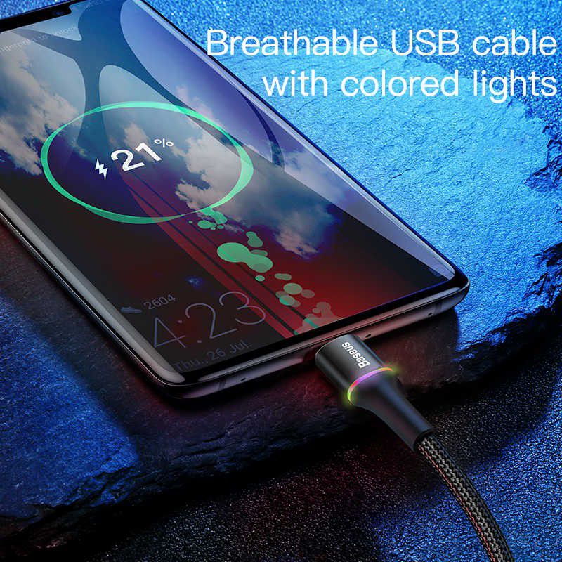 Baseus Gevlochten USB-C Kabel 2 Meter LED Indicator Lampje 2A Rood afbeelding 5