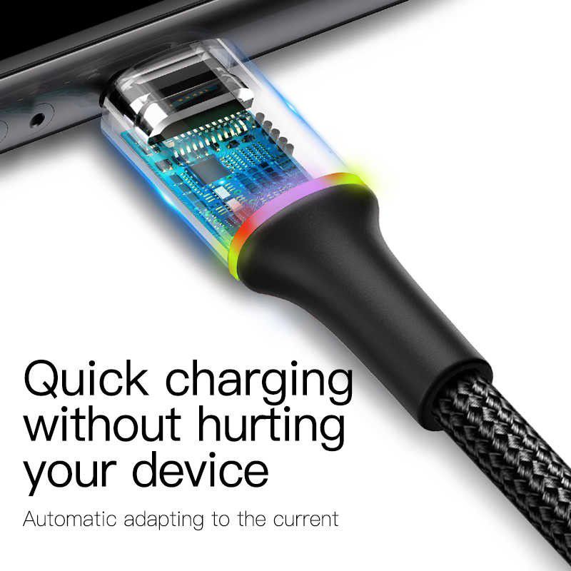 Baseus Gevlochten USB-C Kabel 2 Meter LED Indicator Lampje 2A Rood afbeelding 6