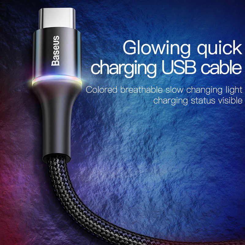 Baseus Gevlochten USB-C Kabel 2 Meter LED Indicator Lampje 2A Rood afbeelding 8