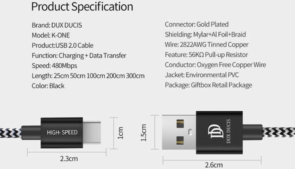 Dux Ducis Fast Charging 2.1A USB-C Oplaad Kabel 1.5 Meter afbeelding 13