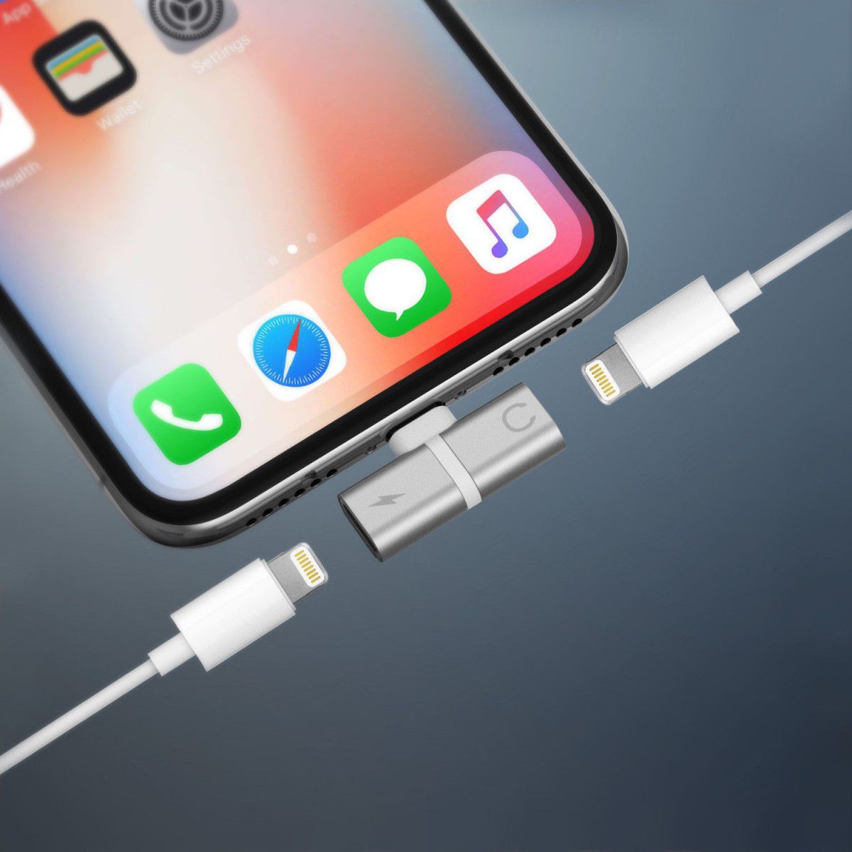 Ringke Apple Lightning 2-in-1 Dubbele Ligtning Adapter Zilver afbeelding 2