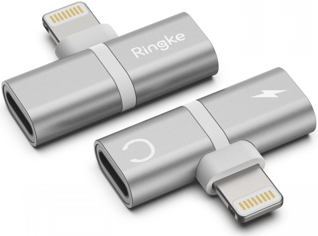 Ringke Apple Lightning 2-in-1 Dubbele Ligtning Adapter Zilver afbeelding 1