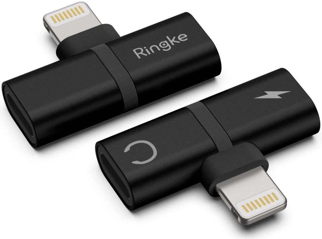 Ringke Apple Lightning 2-in-1 Dubbele Ligtning Adapter Zwart afbeelding 1