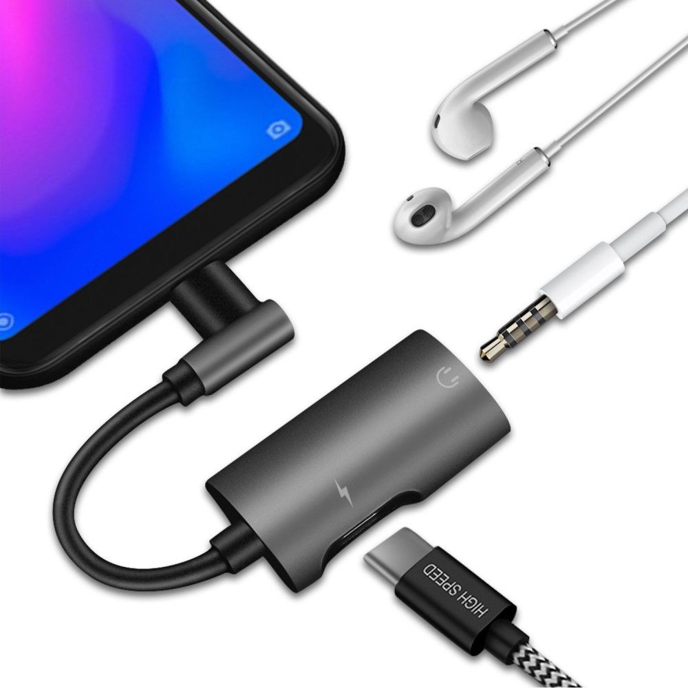 Dux Ducis USB-C Splitter naar 3.5mm Jack Aux + USB-C Oplaadpoort afbeelding 1