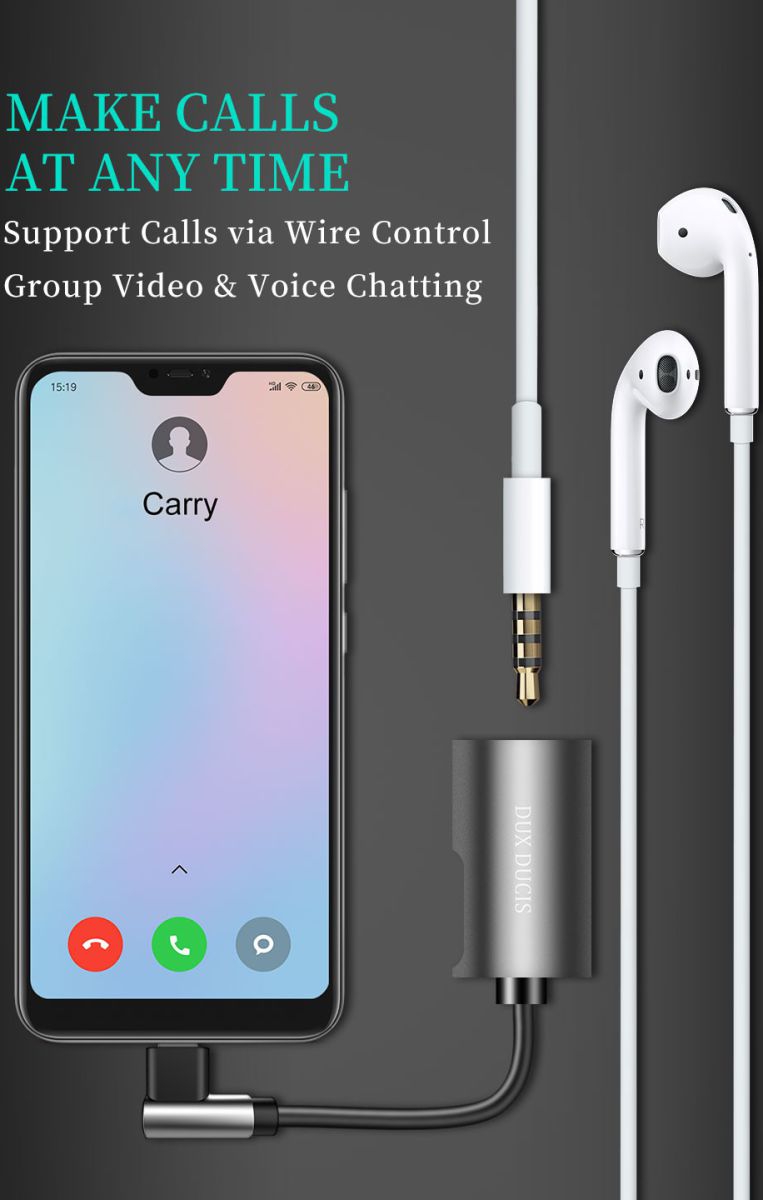 Dux Ducis USB-C Splitter naar 3.5mm Jack Aux + USB-C Oplaadpoort afbeelding 9
