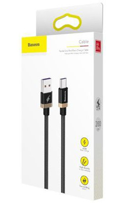 Baseus Gevlochten USB-C Flash Charge Kabel 2 Meter Goud afbeelding 6
