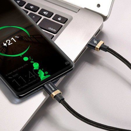 Baseus Gevlochten USB-C Flash Charge Kabel 1 Meter Goud afbeelding 5
